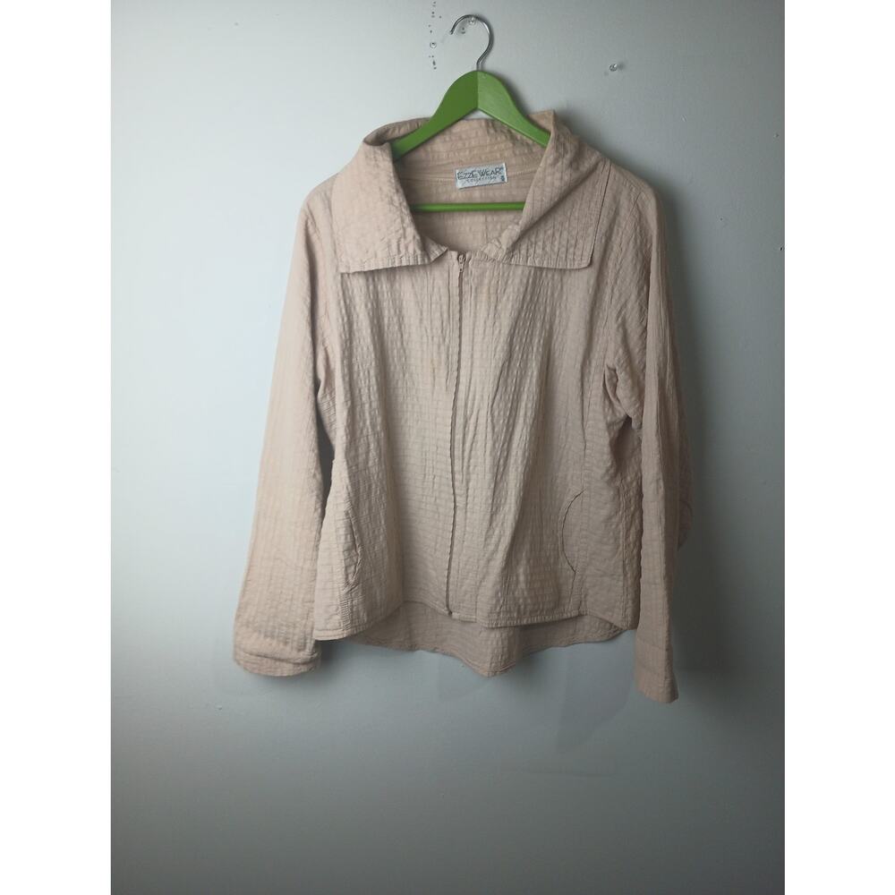 EzzeWear Outdoor Vintage 90s Brown Tan Textured Full Zip Jacket Women Medium
